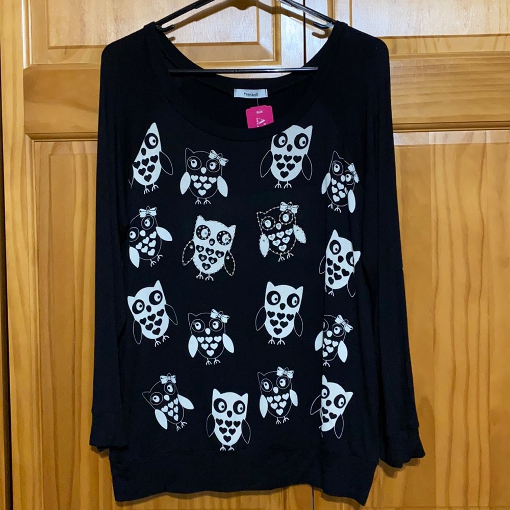 A’gaci Owl Print Long Sleeve Top